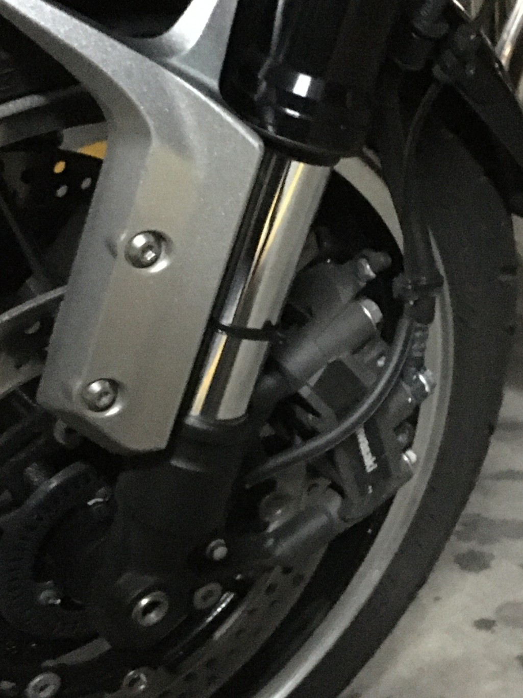 Front fork suspension. Picture with zip ties Suspension Setup and