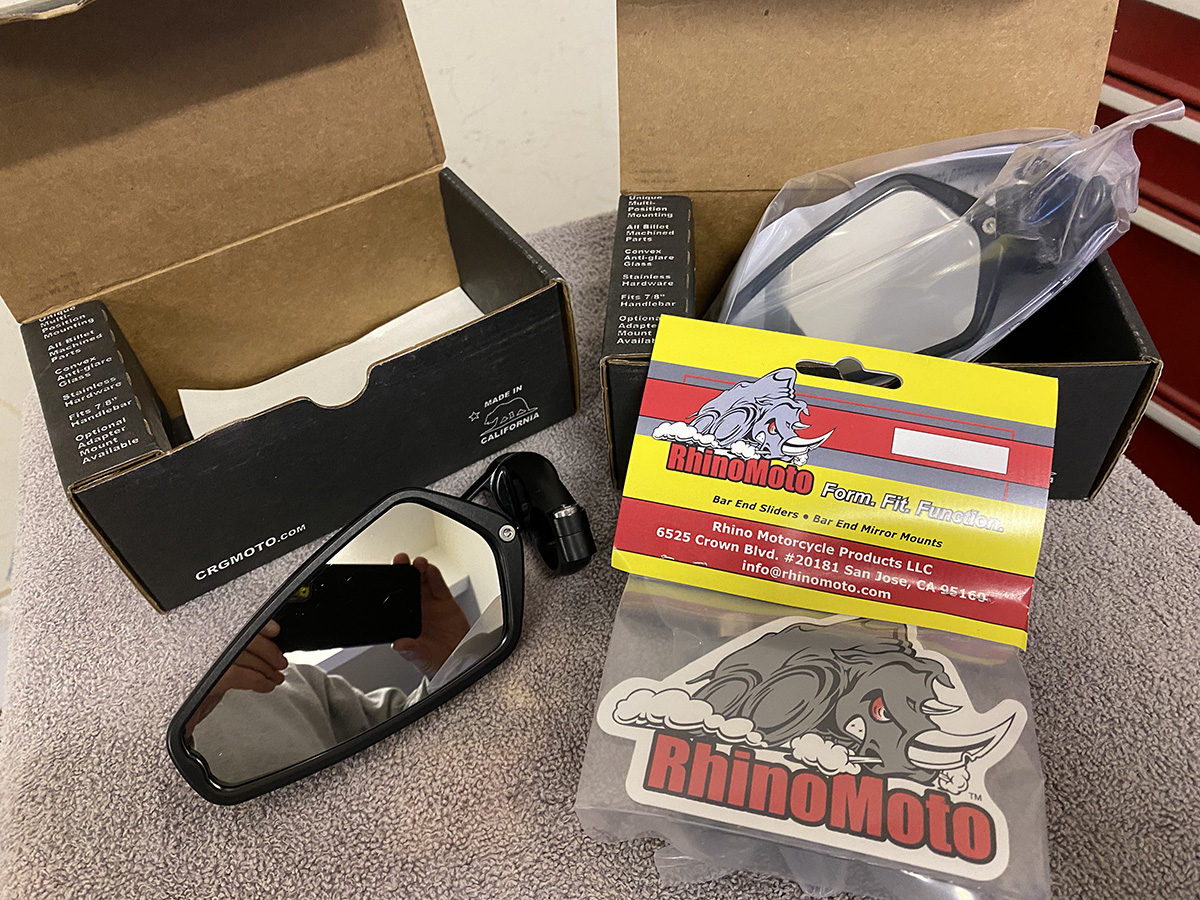 CRG Arrows with RhinoMoto bar end mounts Modifications, Accessories